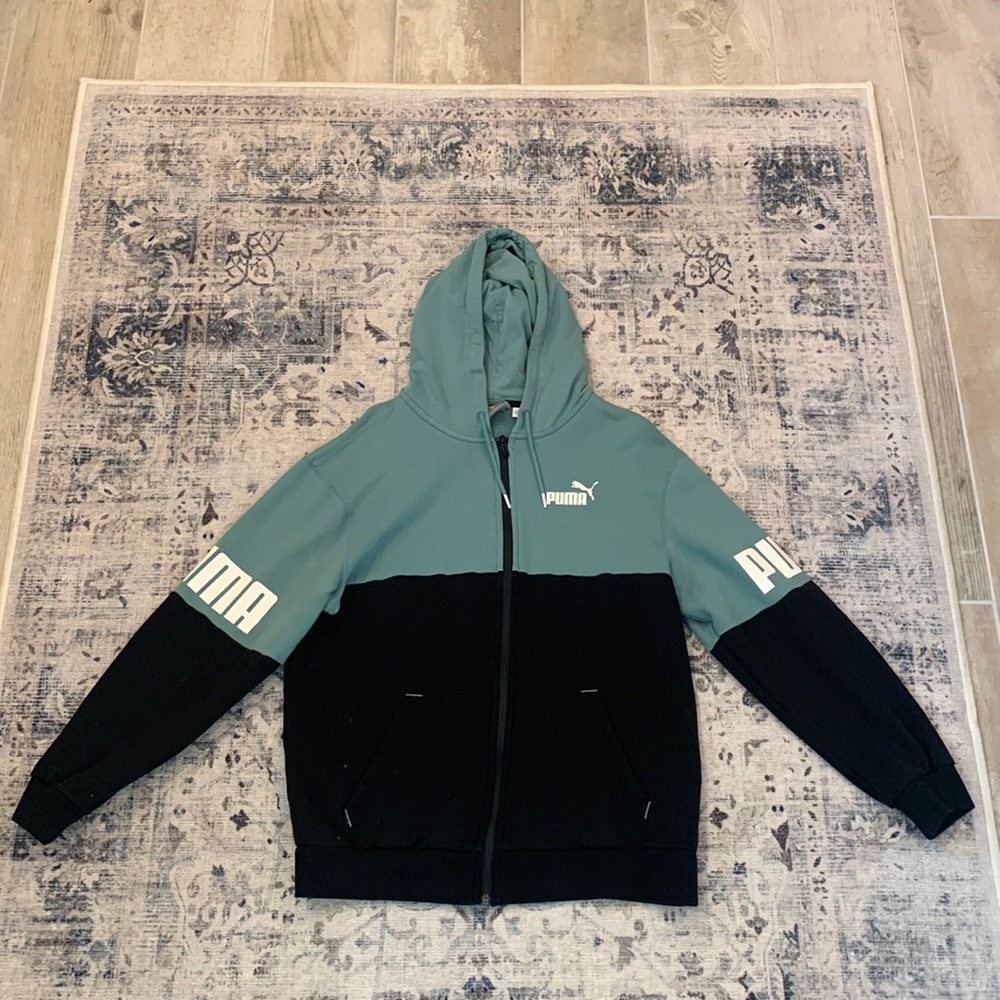 Men’s Puma Two-tone Black/Green Zip-up Hoodie